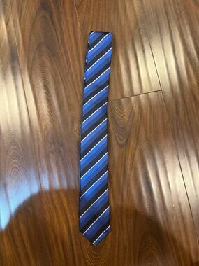 Alfani Tie Black and Blue and White stripes